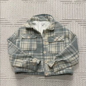 Women's Plaid Jean Jacket in Cream and Gray